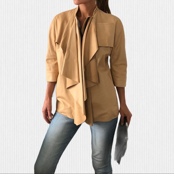 Marni nude leather dress jacket coat 38 M